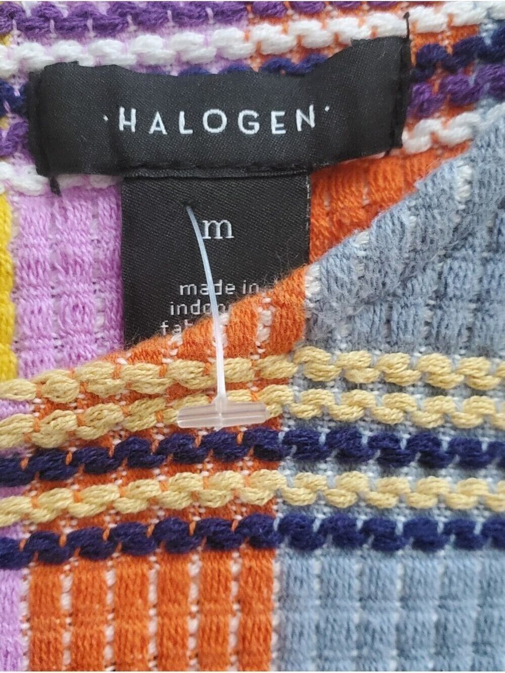 Halogen Multicolor Plaid Knit Short Sleeve Top Women's Size Medium - Picture 3 of 9